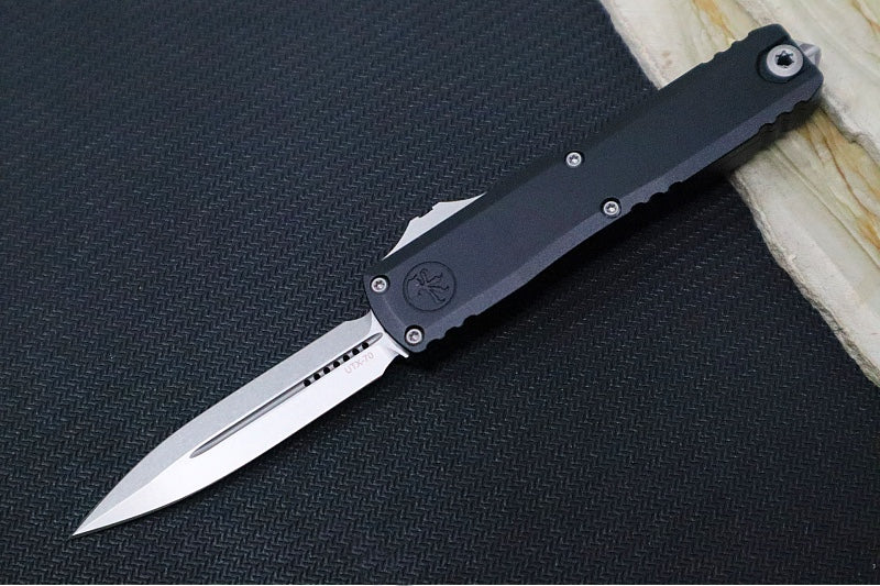 Microtech UTX-70 OTF Gen IV- Dagger Blade / Stonewash Finish / Black Anodized Aluminum Handle 11474-10 - Northwest Knives
