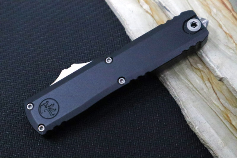Microtech UTX-70 OTF Gen IV- Dagger Blade / Stonewash Finish / Black Anodized Aluminum Handle 11474-10 - Northwest Knives