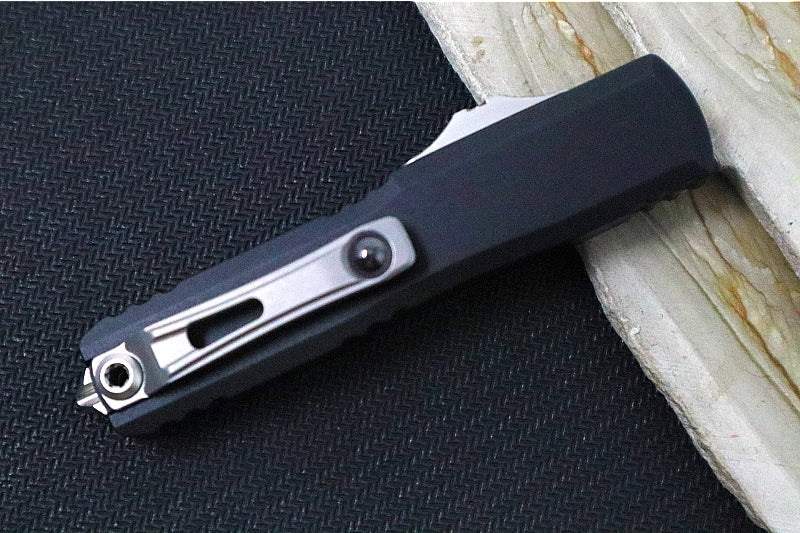 Microtech UTX-70 OTF Gen IV- Dagger Blade / Stonewash Finish / Black Anodized Aluminum Handle 11474-10 - Northwest Knives