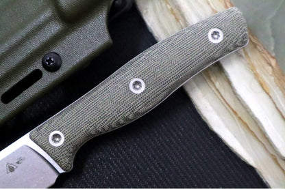 SURVIVE! EDC-4 - OD Green Canvas Micarta Handle / Full Flat Grind / Drop Point Blade / Böhler K890 Steel / OD Green Kydex Sheath