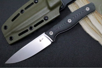 SURVIVE! EDC-4 - Black Canvas Micarta Handle / Full Flat Grind / Drop Point Blade / Böhler K890 Steel / OD Green Kydex Sheath