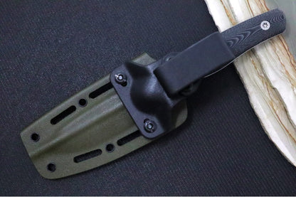 SURVIVE! EDC-4 - Black Canvas Micarta Handle / Full Flat Grind / Drop Point Blade / Böhler K890 Steel / OD Green Kydex Sheath