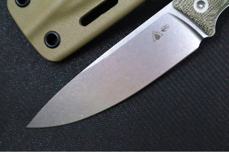 SURVIVE! EDC-4 - OD Green Canvas Micarta Handle / Full Flat Grind / Drop Point Blade / K390 Steel / FDE Kydex Sheath