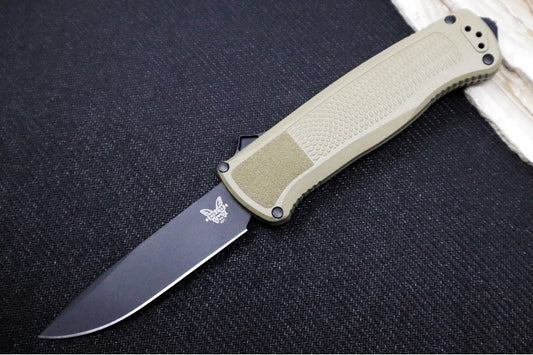 Benchmade 5371BK-01 Shootout OTF - Black DLC Finish / Drop Point / Ranger Green Grivory Handle