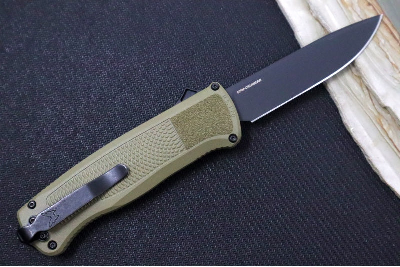 Benchmade 5371BK-01 Shootout OTF - Black DLC Finish / Drop Point / Ranger Green Grivory Handle