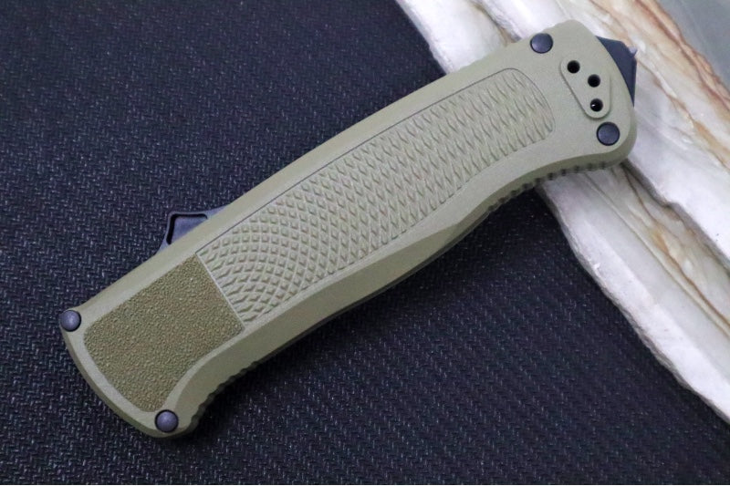 Benchmade 5371BK-01 Shootout OTF - Black DLC Finish / Drop Point / Ranger Green Grivory Handle