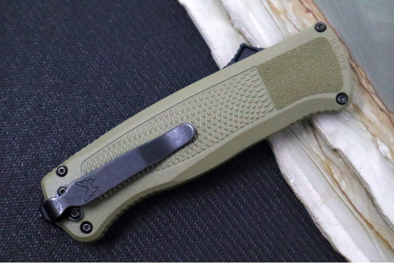 Benchmade 5371BK-01 Shootout OTF - Black DLC Finish / Drop Point / Ranger Green Grivory Handle