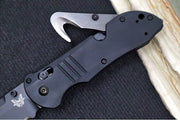 Benchmade 917SBK - CPM-S30V Steel / Black Finish / Drop Point Blade with Serrates / Black G-10 Handle / 440C Folding Rescue Hook - Northwest Knives