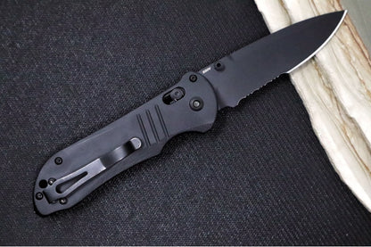 Benchmade 917SBK - CPM-S30V Steel / Black Finish / Drop Point Blade with Serrates / Black G-10 Handle / 440C Folding Rescue Hook