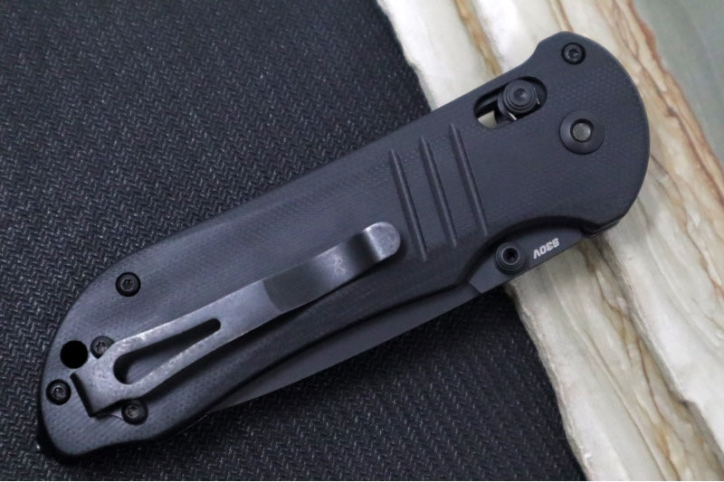Benchmade 917SBK - CPM-S30V Steel / Black Finish / Drop Point Blade with Serrates / Black G-10 Handle / 440C Folding Rescue Hook - Northwest Knives