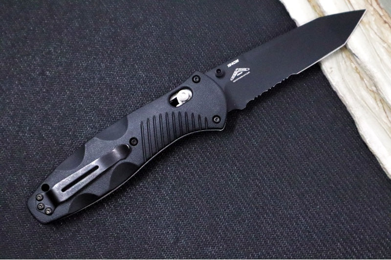 Benchmade 583SBK Barrage Assisted Open - Black Finish / Tanto Blade with Serrates / Black Valox Handle - Northwest Knives