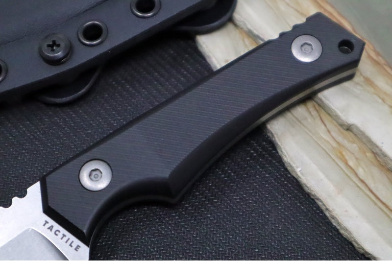 Tactile Turn Osprey Fixed Blade - Stonewashed Clip Point Blade / CPM-Magnacut Steel / Black Richlite Micarta Handle / Black Bolteron Sheath