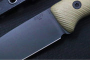 Reiff Knives F4 GEN2 Fixed Blade - Textured Green Canvas Micarta Handle / CPM-3V Steel / Black DLC Drop Point Blade / Black Kydex Sheath - Northwest Knives