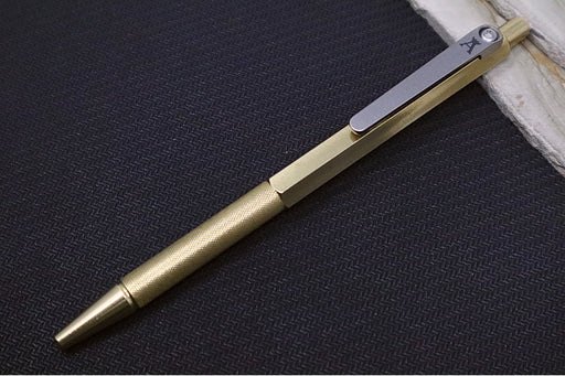 Tactile Turn Anso Standard Pen - Brass Handle / Milled Titanium Clip - Northwest Knives