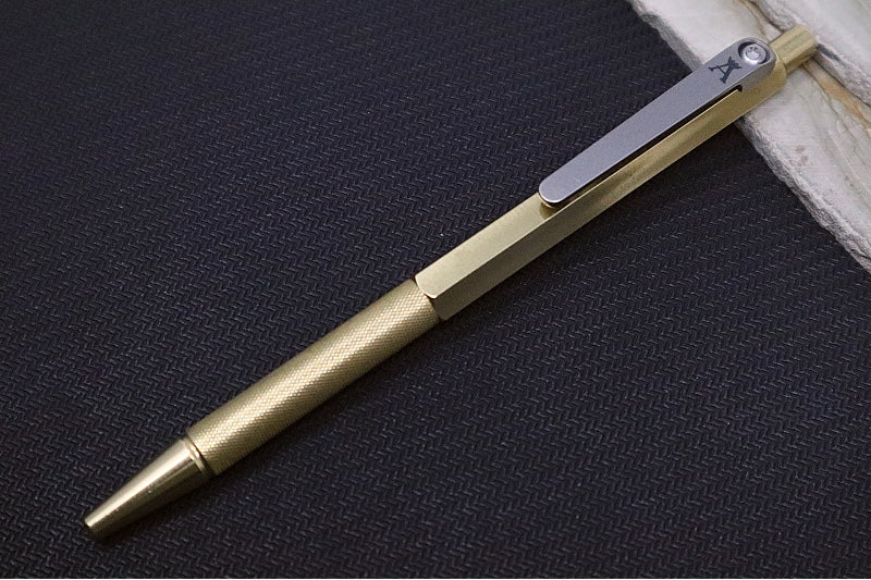 Tactile Turn Anso Standard Pen - Brass Handle / Milled Titanium Clip - Northwest Knives
