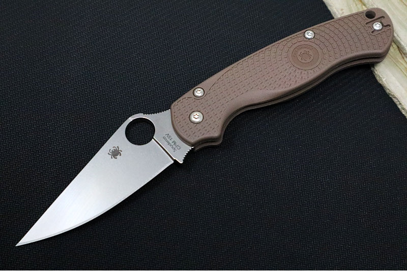 Spyderco Paramilitary 2 Lightweight SPRINT RUN - Brown FRN Handle / Satin Blade / CPM-15V Steel - C81PBN15V2 - Northwest Knives