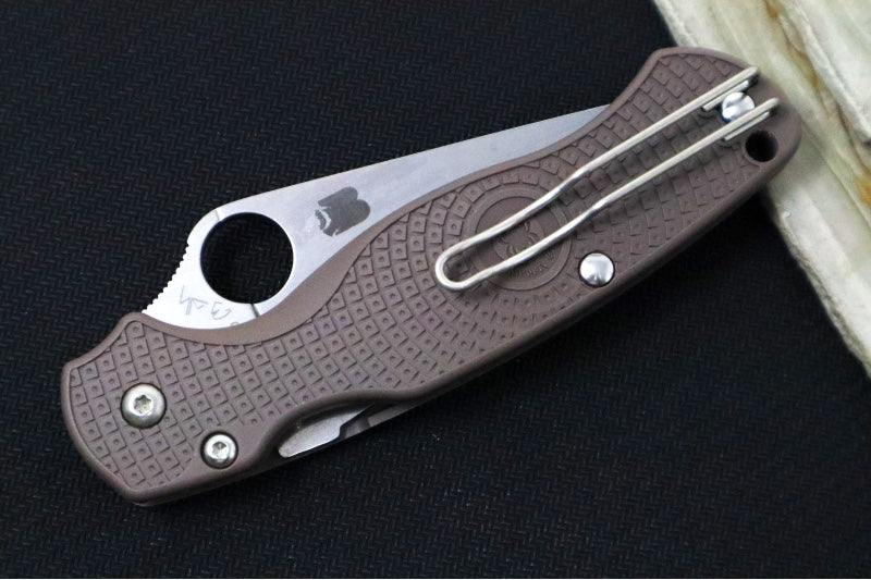 Spyderco Paramilitary 2 Lightweight SPRINT RUN - Brown FRN Handle / Satin Blade / CPM-15V Steel - C81PBN15V2 - Northwest Knives