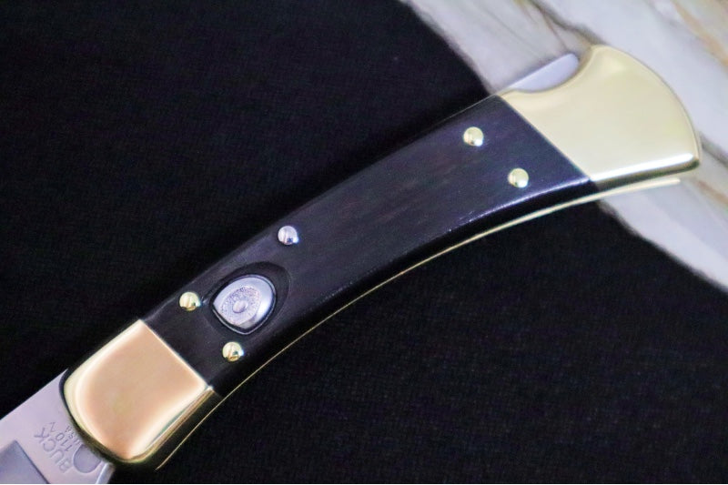 Buck 110 Hunter Auto - Plain Blade / Ebony Wood Handle