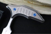 Microtech Marfione Select BEE Push Dagger - 440C Stonewashed Wharncliffe Serrated Blade / Stonewashed Titanium Handles / Blue Accents / Kydex IWB Sheath - Northwest Knives