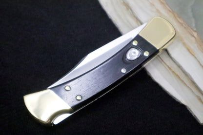 Buck 110 Hunter Auto - Plain Blade / Ebony Wood Handle