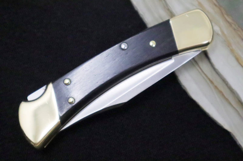 Buck 110 Hunter Auto - Plain Blade / Ebony Wood Handle - Northwest Knives