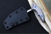 Microtech Marfione Select BEE Push Dagger - 440C Stonewashed Wharncliffe Serrated Blade / Stonewashed Titanium Handles / Blue Accents / Kydex IWB Sheath - Northwest Knives