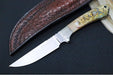 Bloodworth Custom Knives Fixed Blade - Hunter - 1080 Carbon Steel Blde - Ram Horn Handle - Brown Leather Sheath - Northwest Knives