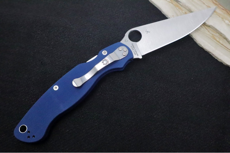Spyderco Military 2 - CPM-SPY27 Steel / Satin Blade / Blue G-10 Handle C36GPCBL2