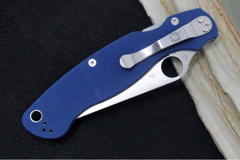 Spyderco Military 2 - CPM-SPY27 Steel / Satin Blade / Blue G-10 Handle C36GPCBL2