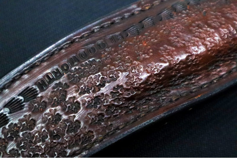 Bloodworth Custom Knives Fixed Blade - Hunter - 1080 Carbon Steel Blde - Ram Horn Handle - Brown Leather Sheath - Northwest Knives