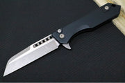Heretic Knives Jinn Flipper - Black Anodized Aluminum Handle / Battleworn Finished Blade / Sheepsfoot Style - Northwest Knives