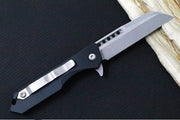 Heretic Knives Jinn Flipper - Black Anodized Aluminum Handle / Battleworn Finished Blade / Sheepsfoot Style - Northwest Knives