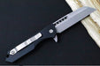 Heretic Knives Jinn Flipper - Black Anodized Aluminum Handle / Battleworn Finished Blade / Sheepsfoot Style - Northwest Knives