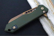 Heretic Knives Jinn Flipper - OD Green Anodized Aluminum Handle / Bronzed Finished Blade / Sheepsfoot Style - Northwest Knives