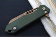 Heretic Knives Jinn Flipper - OD Green Anodized Aluminum Handle / Bronzed Finished Blade / Sheepsfoot Style - Northwest Knives
