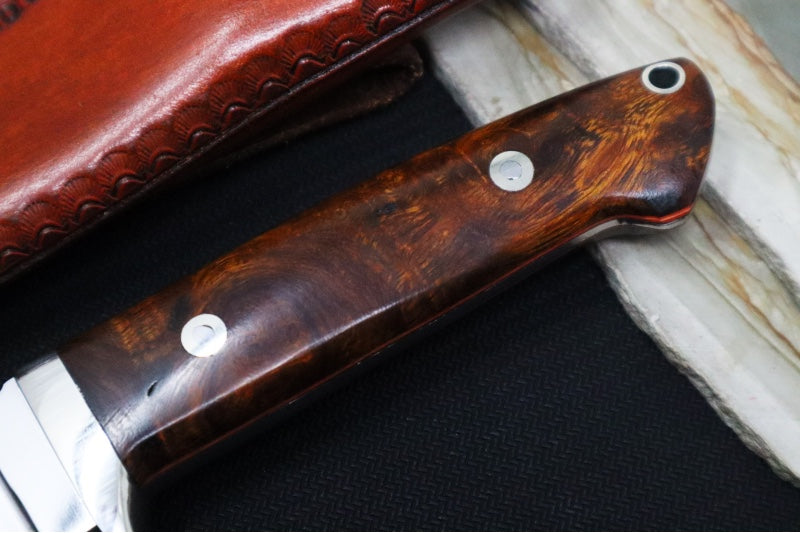 Bloodworth Custom Knives Fixed Blade - Loveless Hunter - Drop Point Blade - ABEL Carbon Steel - Ironwood Handle - Northwest Knives