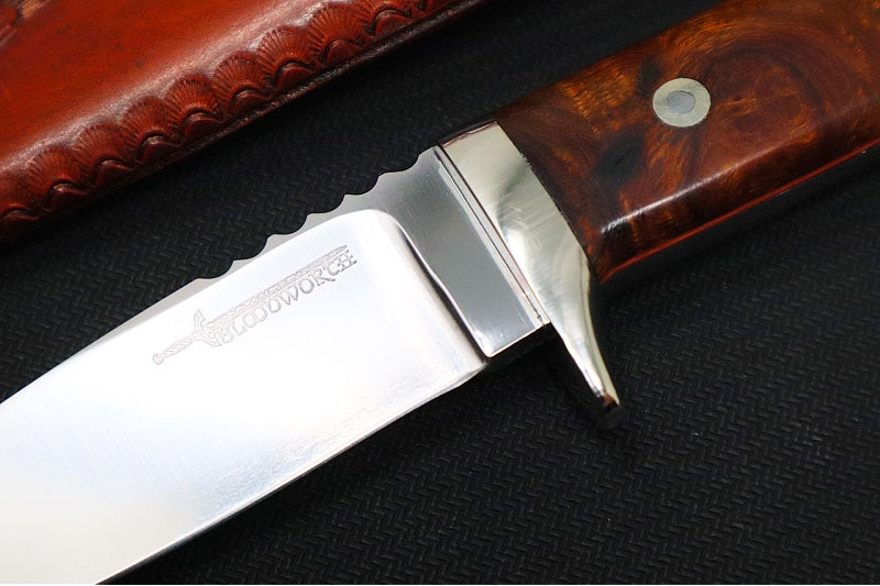 Bloodworth Custom Knives Fixed Blade - Loveless Hunter - Drop Point Blade - ABEL Carbon Steel - Ironwood Handle - Northwest Knives