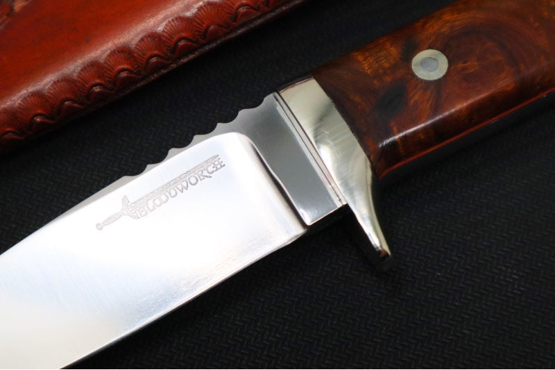 Bloodworth Custom Knives Fixed Blade - Loveless Hunter - Drop Point Blade - ABEL Carbon Steel - Ironwood Handle - Northwest Knives