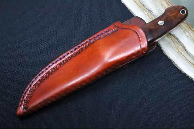 Bloodworth Custom Knives Fixed Blade - Loveless Hunter - Drop Point Blade - ABEL Carbon Steel - Ironwood Handle - Northwest Knives