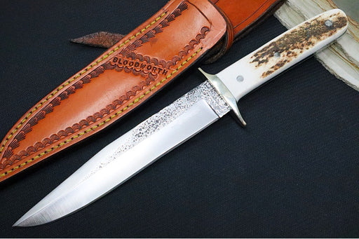 Bloodworth Custom Knives Fixed Blade - Cowboy Bowie - Carbon Steel - Stag Horn Handle - Northwest Knives
