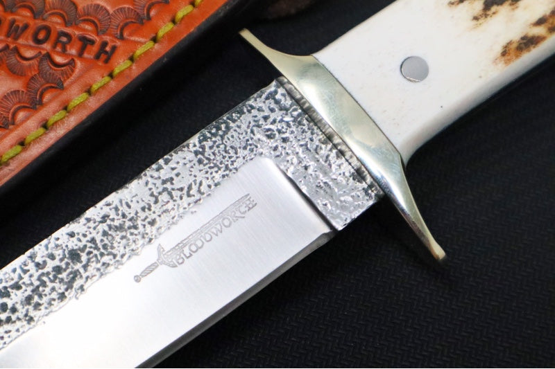 Bloodworth Custom Knives Fixed Blade - Cowboy Bowie - Carbon Steel - Stag Horn Handle - Northwest Knives