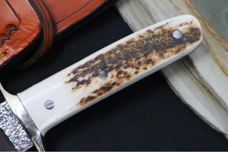 Bloodworth Custom Knives Fixed Blade - Cowboy Bowie - Carbon Steel - Stag Horn Handle - Northwest Knives
