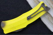 Heretic Knives Freshly Peeled Stabana OTF - Yellow & Brown Anodized Aluminum Handle / Yellow Cerakote Finish / Single Edge Hawkbill Style - Northwest Knives