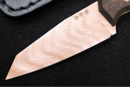 Boker Daily Knives AK1 - Space Coral Copper Carbon Fiber Handle / Chad Nichols Boomerang Damascus / Reverse Tanto / Rose Gold Finished Blade & Accents 132502DAM