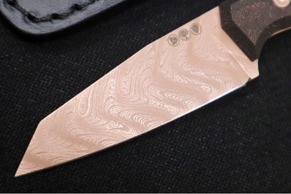 Boker Daily Knives AK1 - Space Coral Copper Carbon Fiber Handle / Chad Nichols Boomerang Damascus / Reverse Tanto / Rose Gold Finished Blade & Accents 132502DAM