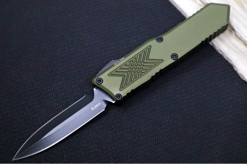 Guardian Tactical GTX-025 OTF - Tactical Black Finish / Elmax Steel / Dagger Blade / OD Green Anodized Aluminum Handle 12-8131 - Northwest Knives
