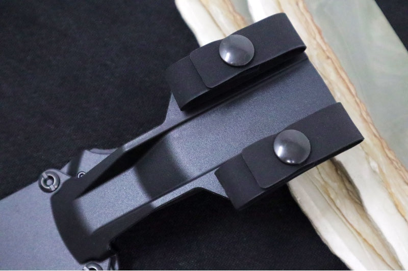 Benchmade 165BK Mini Bushcrafter Fixed Blade - CPM-Cruwear / Drop Point / Black Carbon Fiber Handle & Red Spacers / Black Kydex Sheath