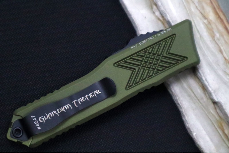 Guardian Tactical GTX-025 OTF - Tactical Black Finish / Elmax Steel / Dagger Blade / OD Green Anodized Aluminum Handle 12-8131 - Northwest Knives