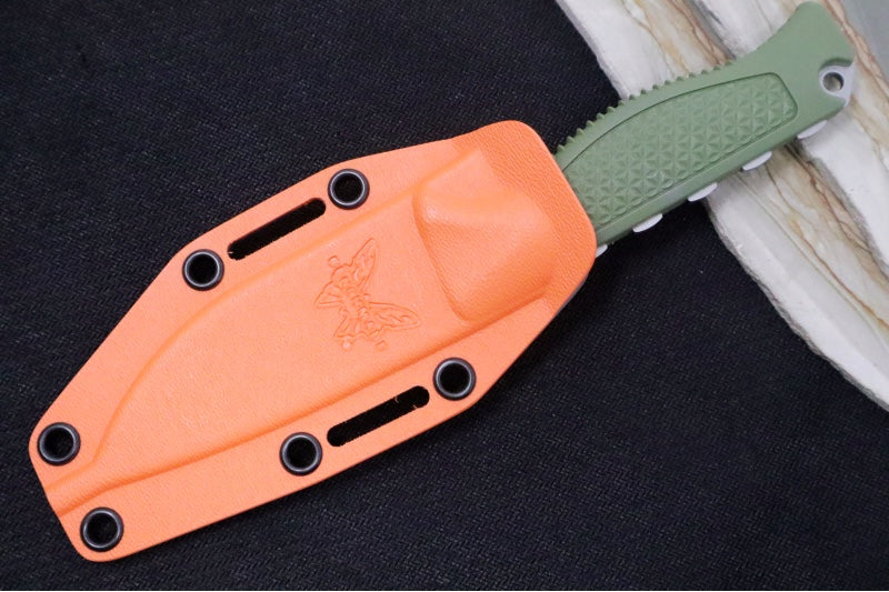 Benchmade 15006-1 Steep Country Fixed Blade - CPM-S30V Steel / Stonewashed Finish / Dark Olive Santoprene Handle / Black & Orange Boltaron Sheath - Northwest Knives