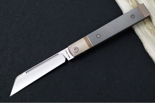 Jack Wolf Knives Titanium Starburst Feel Good Jack Flipper - Starburt Patterned Titanium Handle / Titanium Liners & Bolsters / CPM-S90V Steel - Northwest Knives